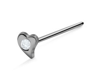 Stone Heart Shaped S316L Straight Nose Stud SSNSKA-200